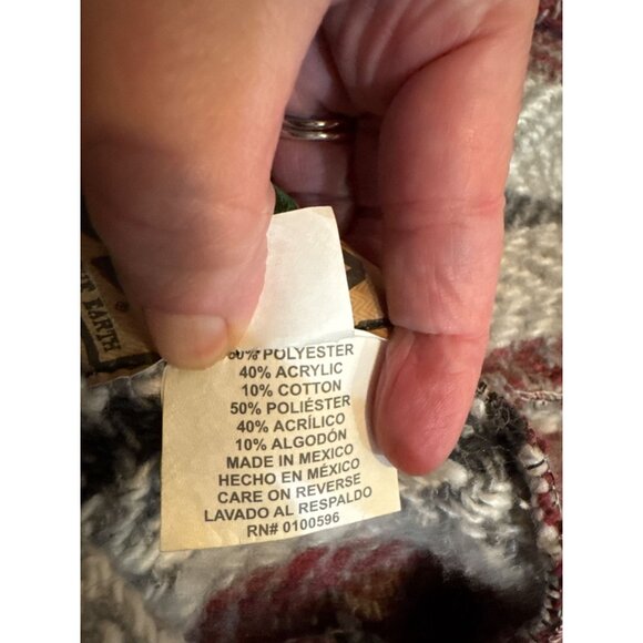 Baja Joe Unisex Mexican Baja Hoodie Size M Red & White Striped Blend Pullover - Picture 5 of 5